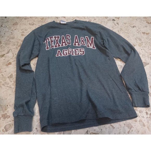 Texas A & M Aggies Long Sleeve Graphic Tee SZ Small Gray & Maroon - Picture 1 of 4